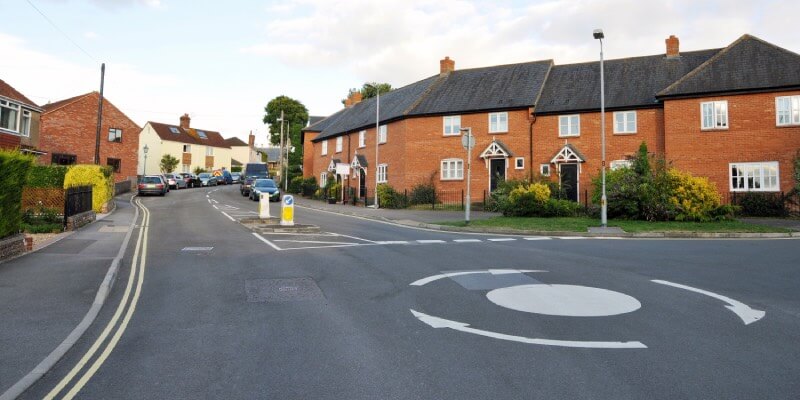 Mini roundabout in a residential area